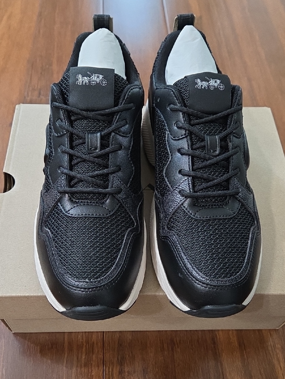 COACH STRIDER SNEAKERS SIGNATURE C BLACK & WHITE STYLE CY250 SIZE 7 NEW - Picture 2 of 8